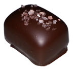 Jennifer's homemade caramel covered in dark chocolate and sprinkled with pink himalayn salt.