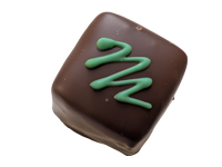 Peppermint infused dark chocolate ganache.